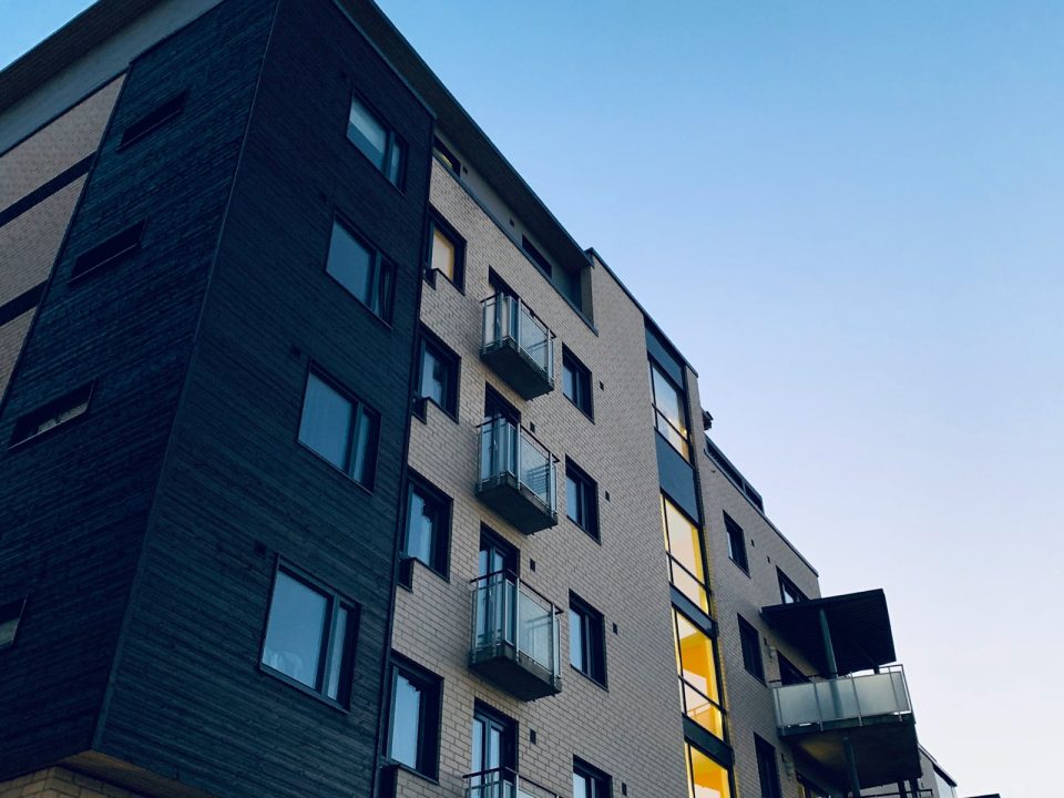 Contemporary multi-unit residential building with balconies